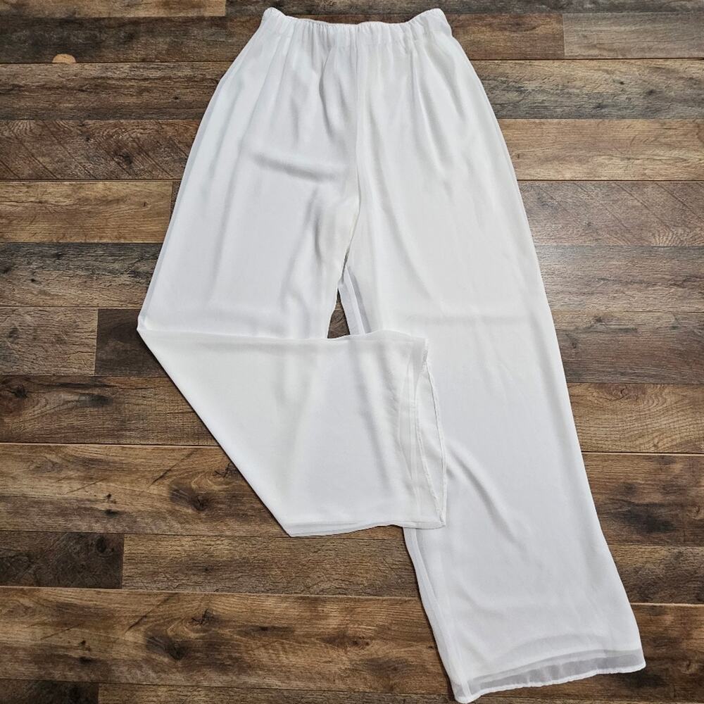 Alex Evenings White Wide Leg Dress Pants Women’s Small Elegant Lined Pull-On